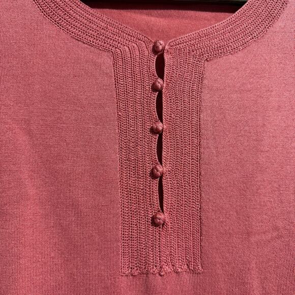 Ann Taylor Mauve Dusty Rose PInk Silk Blend Soft knit 3/4 sleeve Blouse Medium - Picture 3 of 5